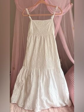 ☀️ Sanctuary White Eyelet Tie Back Midi | M | EUC | Feminine Summer Dress
